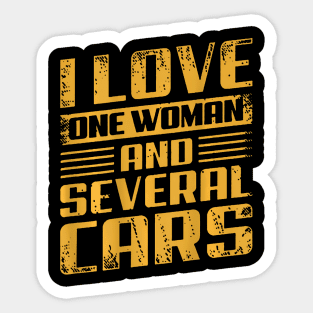 Love One Woman And Several Cars Sticker